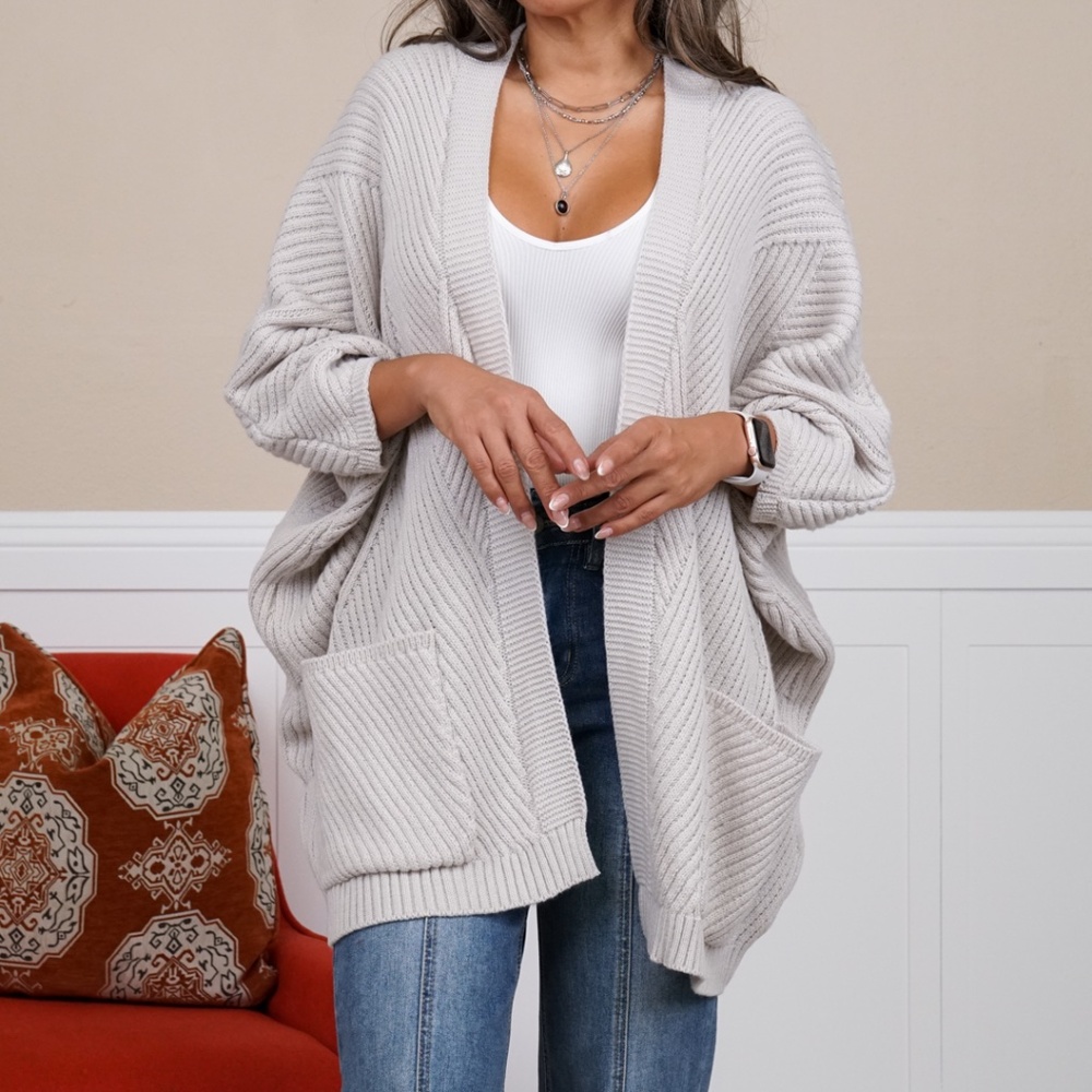 Catalina Ribbed Knit Cardigan - Off White